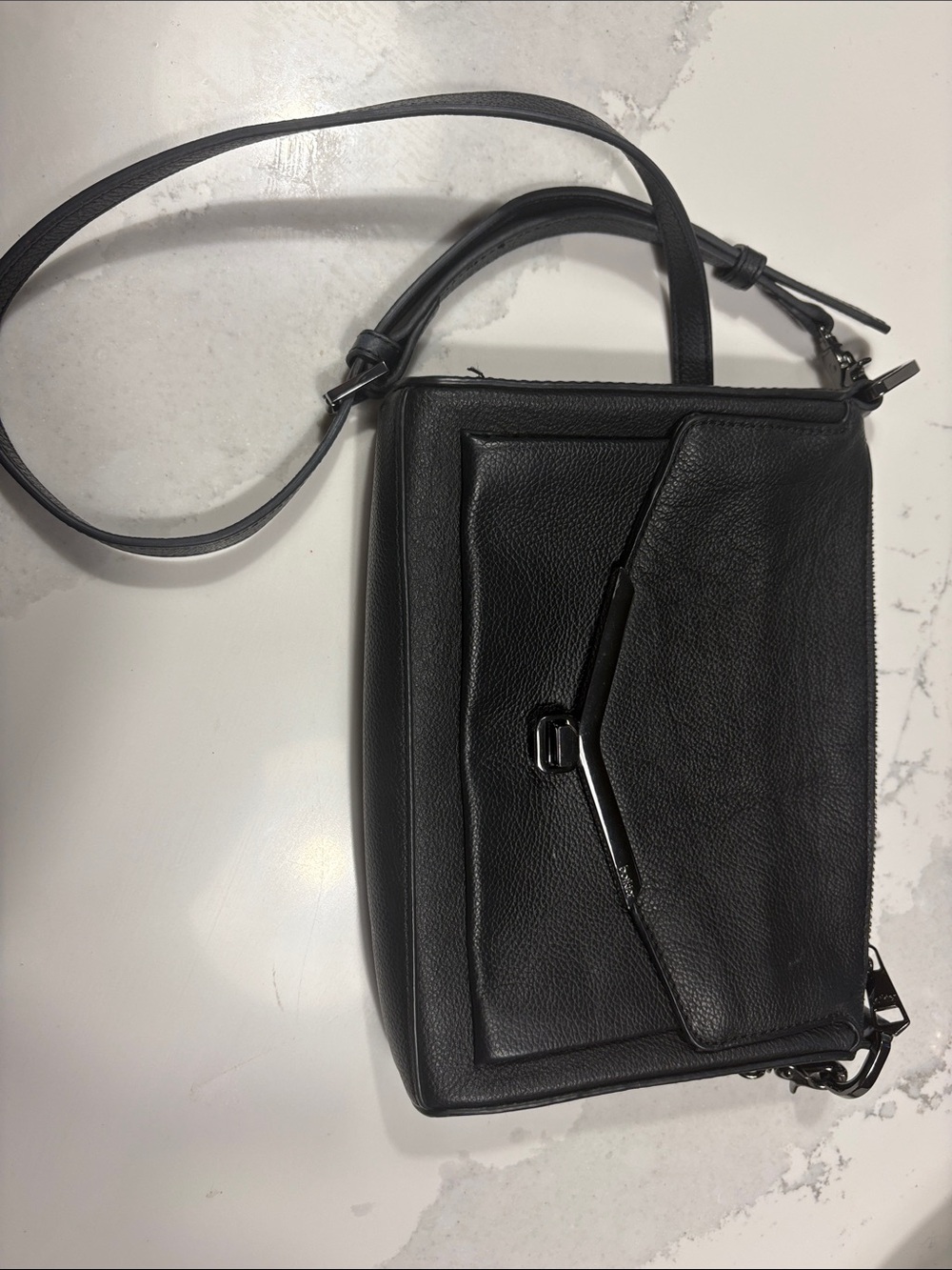 Botkier Black Pebbled Leather Convertible Crossbody